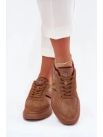Dámské kožené sneakers na platformě Daniel Lopez Just Dare – hnědé