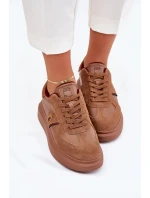 Dámské kožené sneakers na platformě Daniel Lopez Just Dare – hnědé