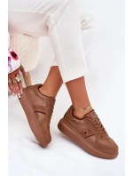 Dámské kožené sneakers na platformě Daniel Lopez Just Dare – hnědé