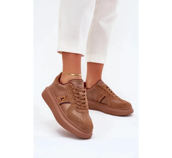 Dámské kožené sneakers na platformě Daniel Lopez Just Dare – hnědé Dámské kožené sneakers na platformě Daniel Lopez Just Dare – hnědé