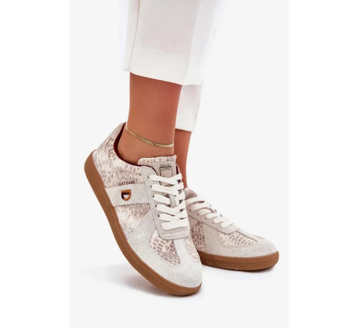 Dámské sneakers Daniel Lopez Just Dare se zvířecím vzorem – béžové Dámské sneakers Daniel Lopez Just Dare se zvířecím vzorem – béžové