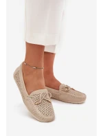 Dámské mokasíny s perforovaným vzorem a šněrováním Mirisa – béžové Dámské mokasíny s perforovaným vzorem a šněrováním Mirisa – béžové