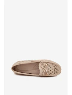 Dámské mokasíny s perforovaným vzorem a šněrováním Mirisa – béžové