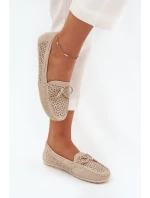 Dámské mokasíny s perforovaným vzorem a šněrováním Mirisa – béžové Dámské mokasíny s perforovaným vzorem a šněrováním Mirisa – béžové