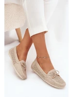 Dámské mokasíny s perforovaným vzorem a šněrováním Mirisa – béžové Dámské mokasíny s perforovaným vzorem a šněrováním Mirisa – béžové