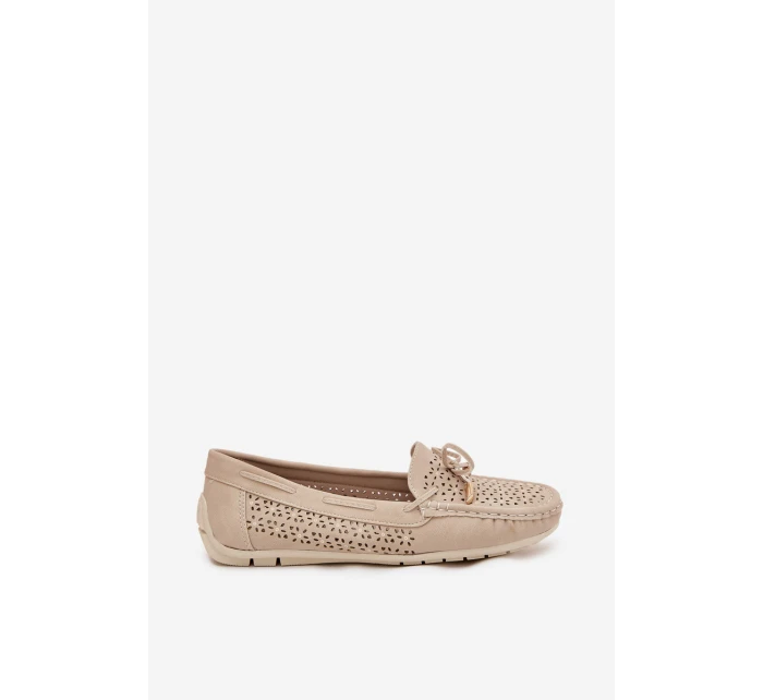 Dámské mokasíny s perforovaným vzorem a šněrováním Mirisa – béžové Dámské mokasíny s perforovaným vzorem a šněrováním Mirisa – béžové