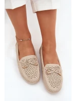 Dámské mokasíny s perforovaným vzorem a šněrováním Mirisa – béžové Dámské mokasíny s perforovaným vzorem a šněrováním Mirisa – béžové
