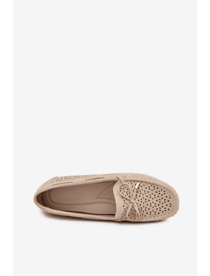 Dámské mokasíny s perforovaným vzorem a šněrováním Mirisa – béžové Dámské mokasíny s perforovaným vzorem a šněrováním Mirisa – béžové