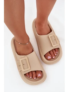 Dámské pěnové pantofle s přezkou Vinceza– béžové