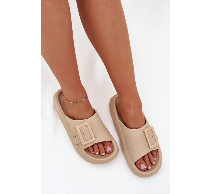 Dámské pěnové pantofle s přezkou Vinceza– béžové Dámské pěnové pantofle s přezkou Vinceza– béžové