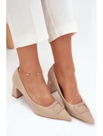 Dámské lodičky na širokém podpatku s ozdobnou sponou Seriva – nude Dámské lodičky na širokém podpatku s ozdobnou sponou Seriva – nude