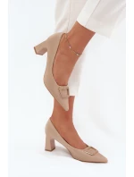Dámské lodičky na širokém podpatku s ozdobnou sponou Seriva – nude Dámské lodičky na širokém podpatku s ozdobnou sponou Seriva – nude