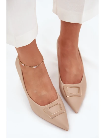 Dámské lodičky na širokém podpatku s ozdobnou sponou Seriva – nude Dámské lodičky na širokém podpatku s ozdobnou sponou Seriva – nude