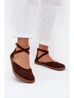 Dámské semišové barefoot baleríny s pásky Zazoo – čokoládové