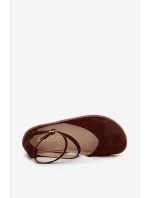 Dámské semišové barefoot baleríny s pásky Zazoo – čokoládové