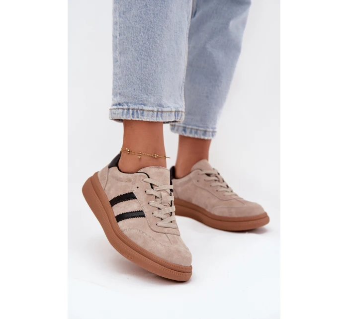 Dámské semišové sneakers na platformě Elivienne – béžové Dámské semišové sneakers na platformě Elivienne – béžové