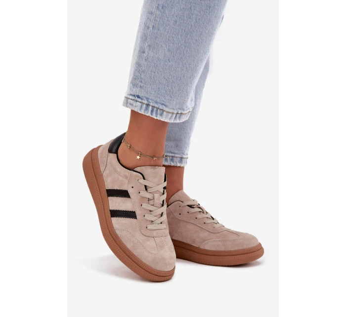 Dámské semišové sneakers na platformě Elivienne – béžové Dámské semišové sneakers na platformě Elivienne – béžové