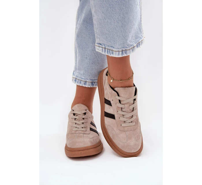 Dámské semišové sneakers na platformě Elivienne – béžové Dámské semišové sneakers na platformě Elivienne – béžové