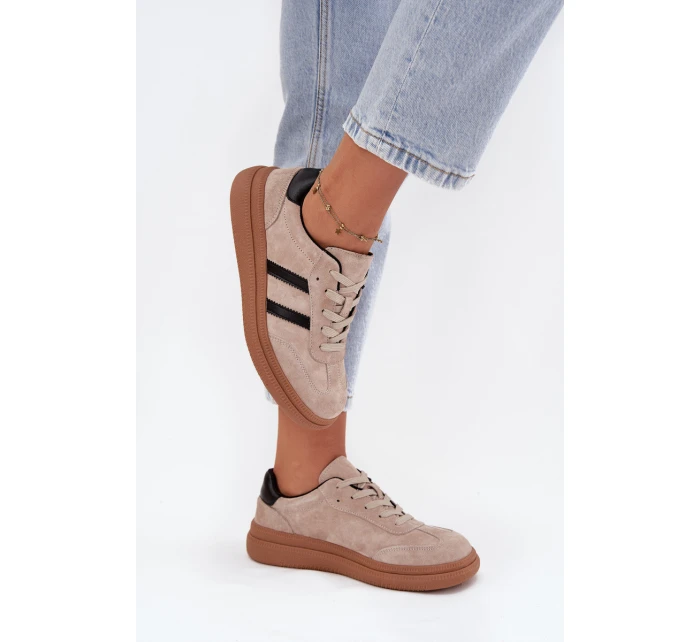 Dámské semišové sneakers na platformě Elivienne – béžové Dámské semišové sneakers na platformě Elivienne – béžové