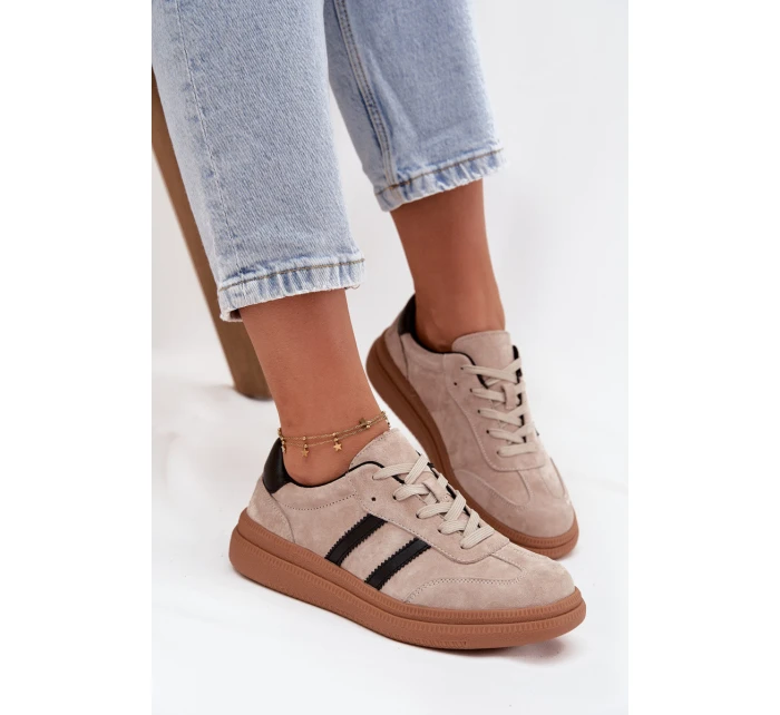 Dámské semišové sneakers na platformě Elivienne – béžové Dámské semišové sneakers na platformě Elivienne – béžové