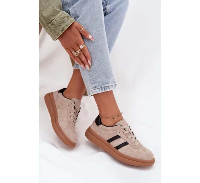 Dámské semišové sneakers na platformě Elivienne – béžové Dámské semišové sneakers na platformě Elivienne – béžové