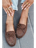 Dámské zdobené mokasíny z eko semiše Prissine – hnědé Dámské zdobené mokasíny z eko semiše Prissine – hnědé