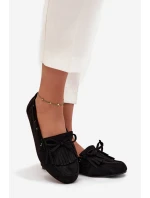 Dámské mokasíny s třásněmi a mašlí Olivianne – černé Dámské mokasíny s třásněmi a mašlí Olivianne – černé