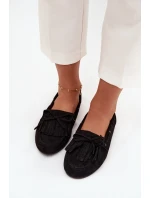 Dámské mokasíny s třásněmi a mašlí Olivianne – černé Dámské mokasíny s třásněmi a mašlí Olivianne – černé