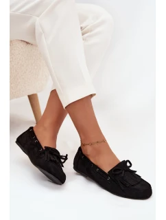 Dámské mokasíny s třásněmi a mašlí Olivianne – černé