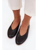 Dámské eko kožené baleríny na plochém podpatku Olyssia – černé Dámské eko kožené baleríny na plochém podpatku Olyssia – černé