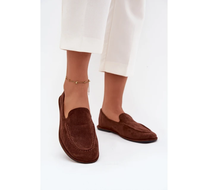 Dámské mokasíny z eko semiše Miryelle – hnědé Dámské mokasíny z eko semiše Miryelle – hnědé
