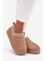 Dámské nízké sněhule Taliah na platformě s vyšíváním – béžové