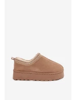 Dámské nízké sněhule Taliah na platformě s vyšíváním – béžové