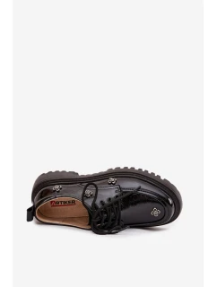 Lakované dámské mokasíny s ozdobnou přezkou S.Barski – černé