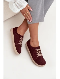 Semišové trampky typu barefoot z přírodního semiše Zazoo – bordó