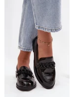 Lakované dámské mokasíny s korálky S.Barski HY52-541 – černé Lakované dámské mokasíny s korálky S.Barski HY52-541 – černé
