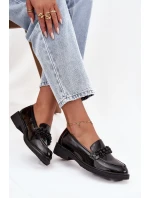 Lakované dámské mokasíny s korálky S.Barski HY52-541 – černé Lakované dámské mokasíny s korálky S.Barski HY52-541 – černé