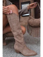 Dámské eko-semišové kovbojky na podpatku Jenaya – béžové