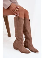 Dámské eko-semišové kovbojky na podpatku Jenaya – béžové