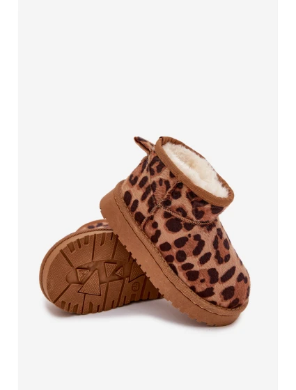 Dětské a juniorské zateplené sněhule s kožíškem Mireya – panterka/bronzové