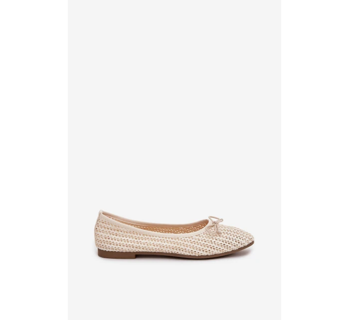 Dámské baleríny s pletením a mašlí Belirra – ecru Dámské baleríny s pletením a mašlí Belirra – ecru