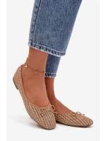 Dámské baleríny s pletením a mašlí Belirra – camel Dámské baleríny s pletením a mašlí Belirra – camel
