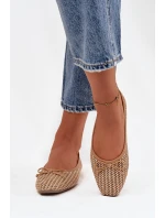 Dámské baleríny s pletením a mašlí Belirra – camel Dámské baleríny s pletením a mašlí Belirra – camel