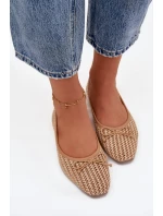 Dámské baleríny s pletením a mašlí Belirra – camel Dámské baleríny s pletením a mašlí Belirra – camel