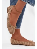 Dámské baleríny s pletením a mašlí Belirra – camel Dámské baleríny s pletením a mašlí Belirra – camel