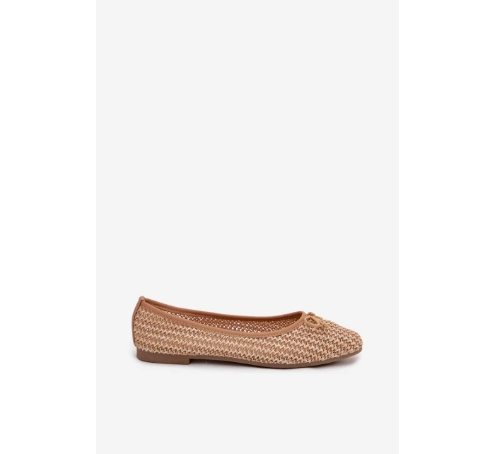 Dámské baleríny s pletením a mašlí Belirra – camel Dámské baleríny s pletením a mašlí Belirra – camel