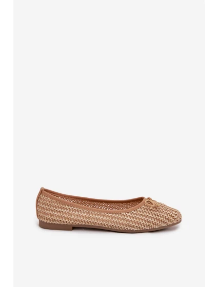 Dámské baleríny s pletením a mašlí Belirra – camel Dámské baleríny s pletením a mašlí Belirra – camel