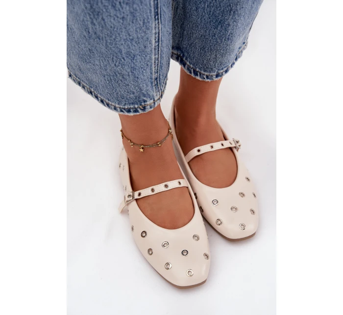Dámské baleríny se stříbrnými prvky Marivon – béžové Dámské baleríny se stříbrnými prvky Marivon – béžové