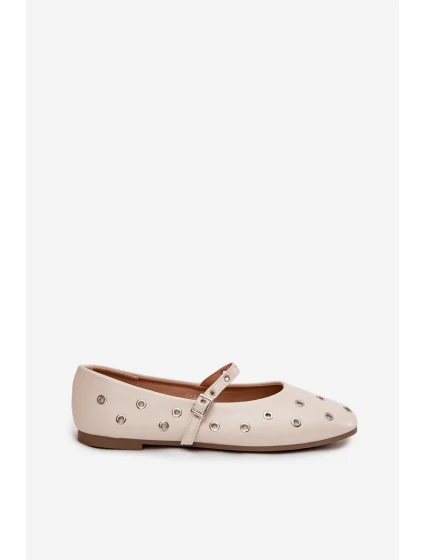Dámské baleríny se stříbrnými prvky Marivon – béžové