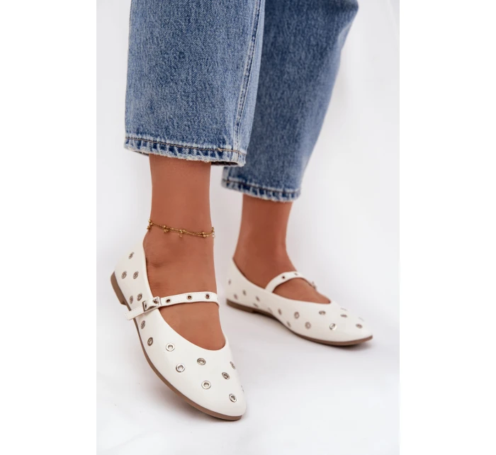 Dámské baleríny se stříbrnými prvky Marivon – bílé Dámské baleríny se stříbrnými prvky Marivon – bílé